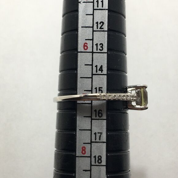 Sterling Silver Ring 925 Cubic Zirconia Size 7 Emerald Green & Clear CZ - Picture 3 of 13